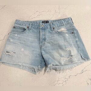 Abercrombie & Fitch Ames Low Rise Boyfriend Denim Shorts Light Blue 27